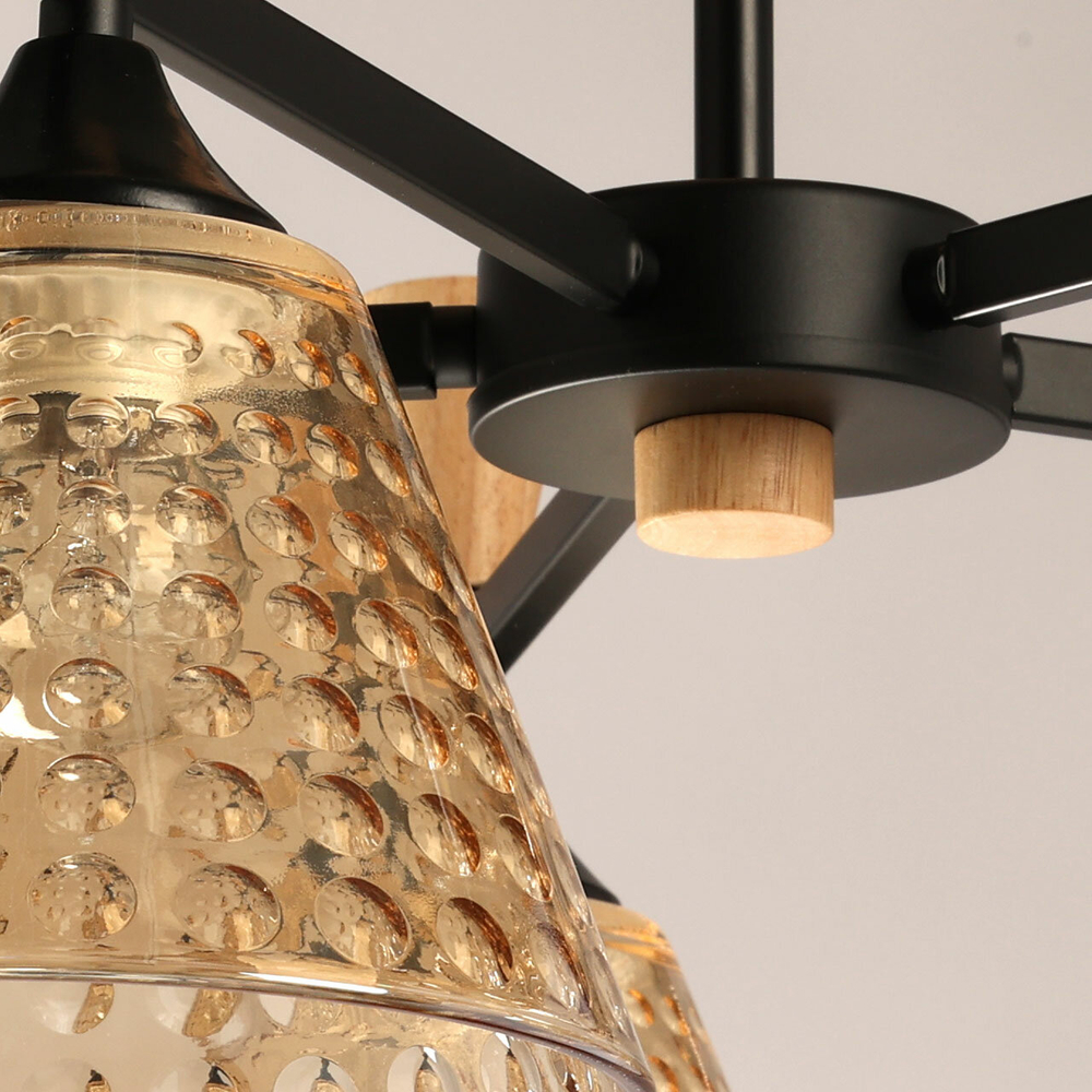 Люстра потолочная De City Dela, 5 ламп, 300Вт, 15 м2, черный