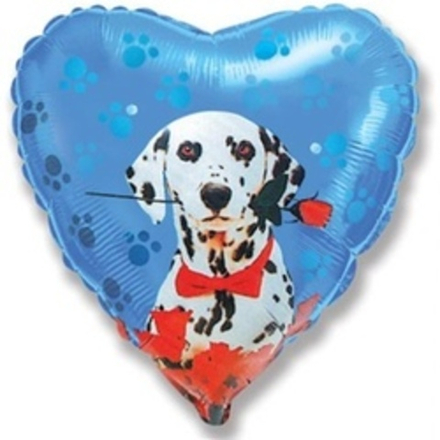 Шар (18"/46 см) Сердце, Далматинец, Синий 1 шт.