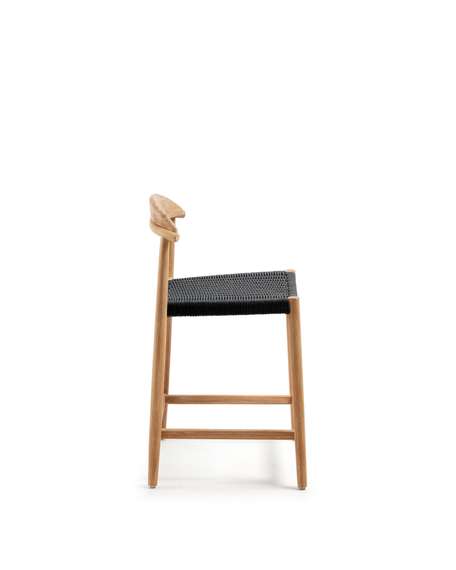 Полубарный стул Nina 62 см из массива акации с натуральной отделкой и черной веревкой