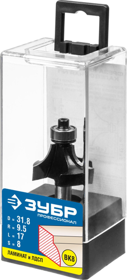 ЗУБР 31.8 x 17 мм, радиус 9.5 мм, фреза кромочная калевочная №1, Профессионал (28784-31.8)