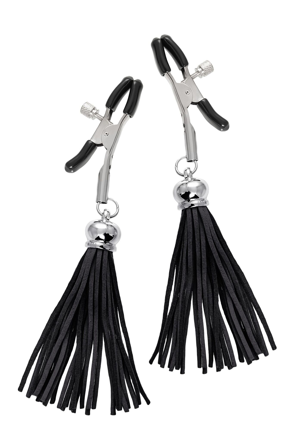 Зажимы на соски «Прищепки» с черными кисточками из замши (Цвет: черный)