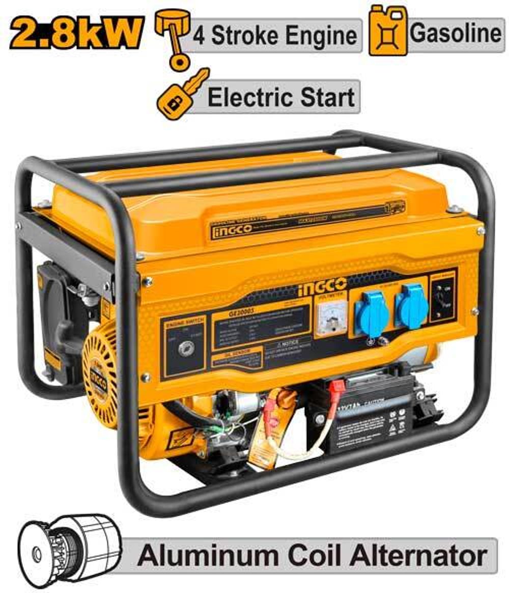 Бензиновый генератор 220В 2,8 кВт INGCO GE30005-1