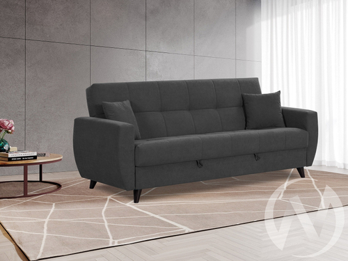 Диван прямой Бетти 2 (БД) LUMA 23 (велюр темно-серый)