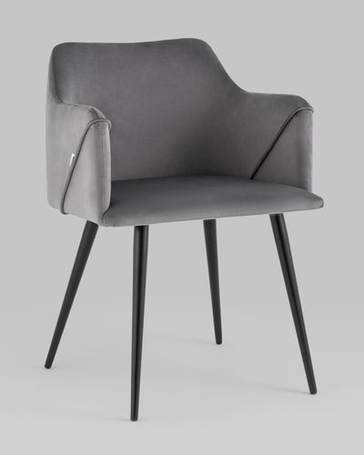 Стул с подлокотниками Джоэл велюр серый