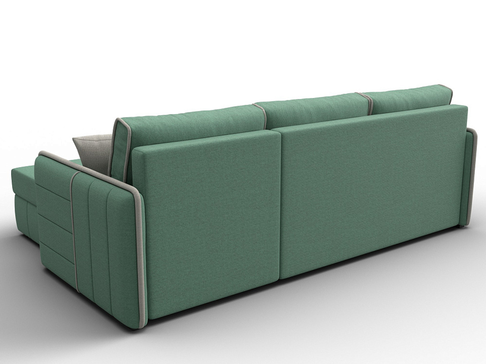 Диван угловой Лига-078 угол универсальный РОГОЖКА Амур 11 зеленый/Амур 02 бежевый