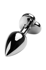 Анальная пробка со стразом в форме сердечка цвета рубин (Цвет: серебристый с красным)