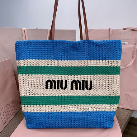 Miu Miu Woven Fabric Tote Bag