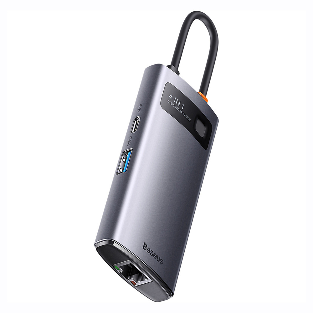 USB Хаб Baseus Metal Gleam 4in1 Multifunctional Type-C HUB (Type-C to 3xUSB3.0+RJ45)