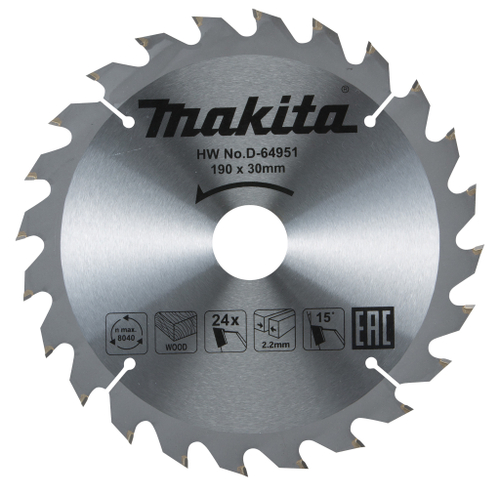 Пильный диск для дерева 190x30x2.2/1.4x24T Makita D-64951