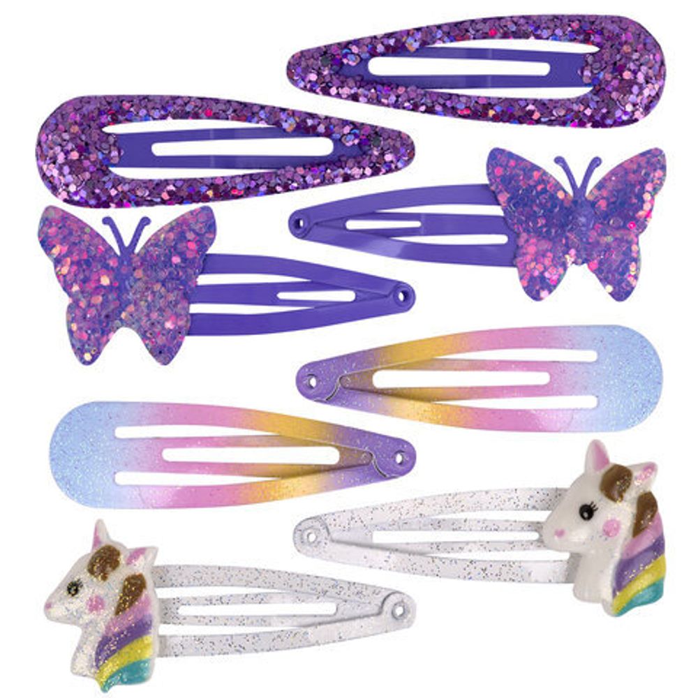 Заколки для волос НАБОР 4 шт., 5 см, клик-клак, с декоративными элементами, АССОРТИ, MONTE VITA, 457090