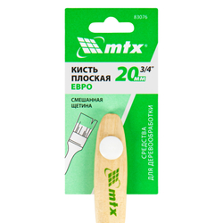 Кисть плоская "Евро" 3/4", смешанная щетина, деревянная ручка MTX