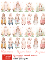 Трансфер переводной - декаль для свечей и гипса кролики 010