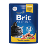 Влажный корм Brit Premium лосось и форель в соусе для кошек 85 г (пауч Брит)
