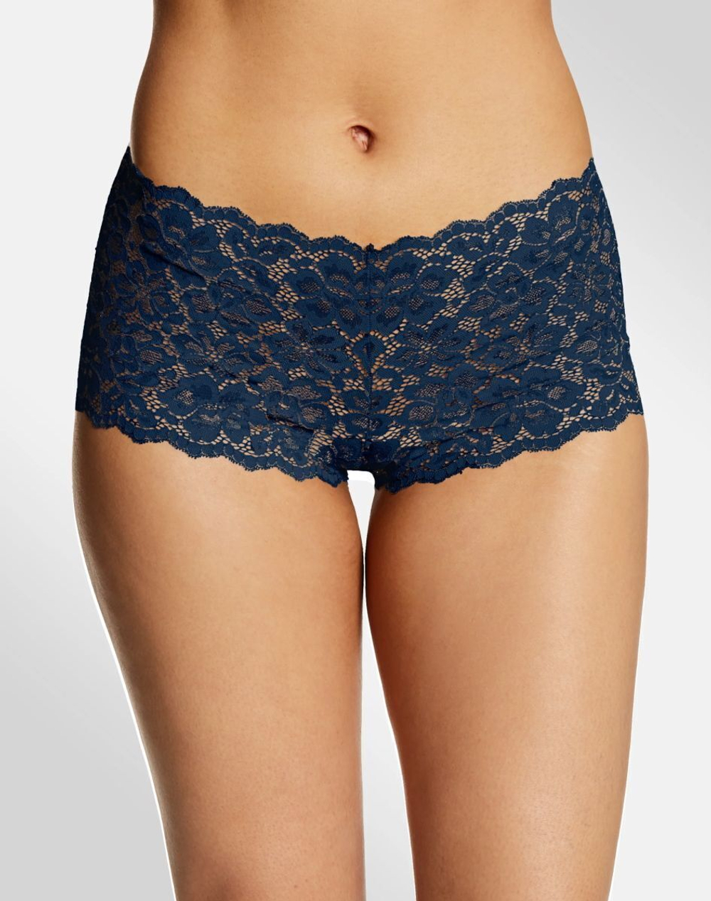 Восхитительные трусы-шорты из мягкого эластичного кружева (Размер: M) (Цвет: синий)