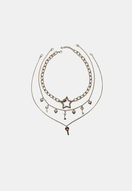 STRADIVARIUS Комплект из 3 ожерелий с подвесками, золотой