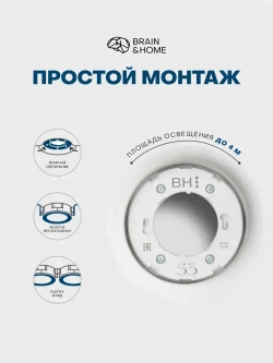 Светильник потолочный встраиваемый BH53, Белый цоколь