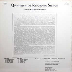 Earl Hines / The Quintessential Recording Session (LP)