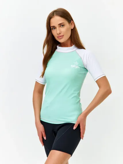 Футболка рашгард Sargan Агидель UPF 50+ женская св.мятный/белый