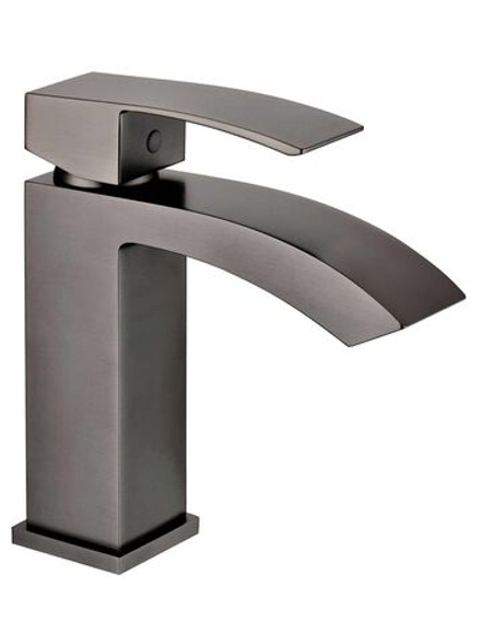 Смеситель универсальный на раковину низкий из латуни "Grocenberg" (графит, квадрат)