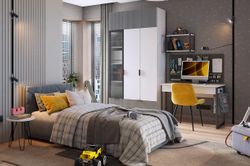 Шкаф однодверный "Зефир" 107.03, (Белое дерево/пудра розовая (эмаль)), 400*422*1900