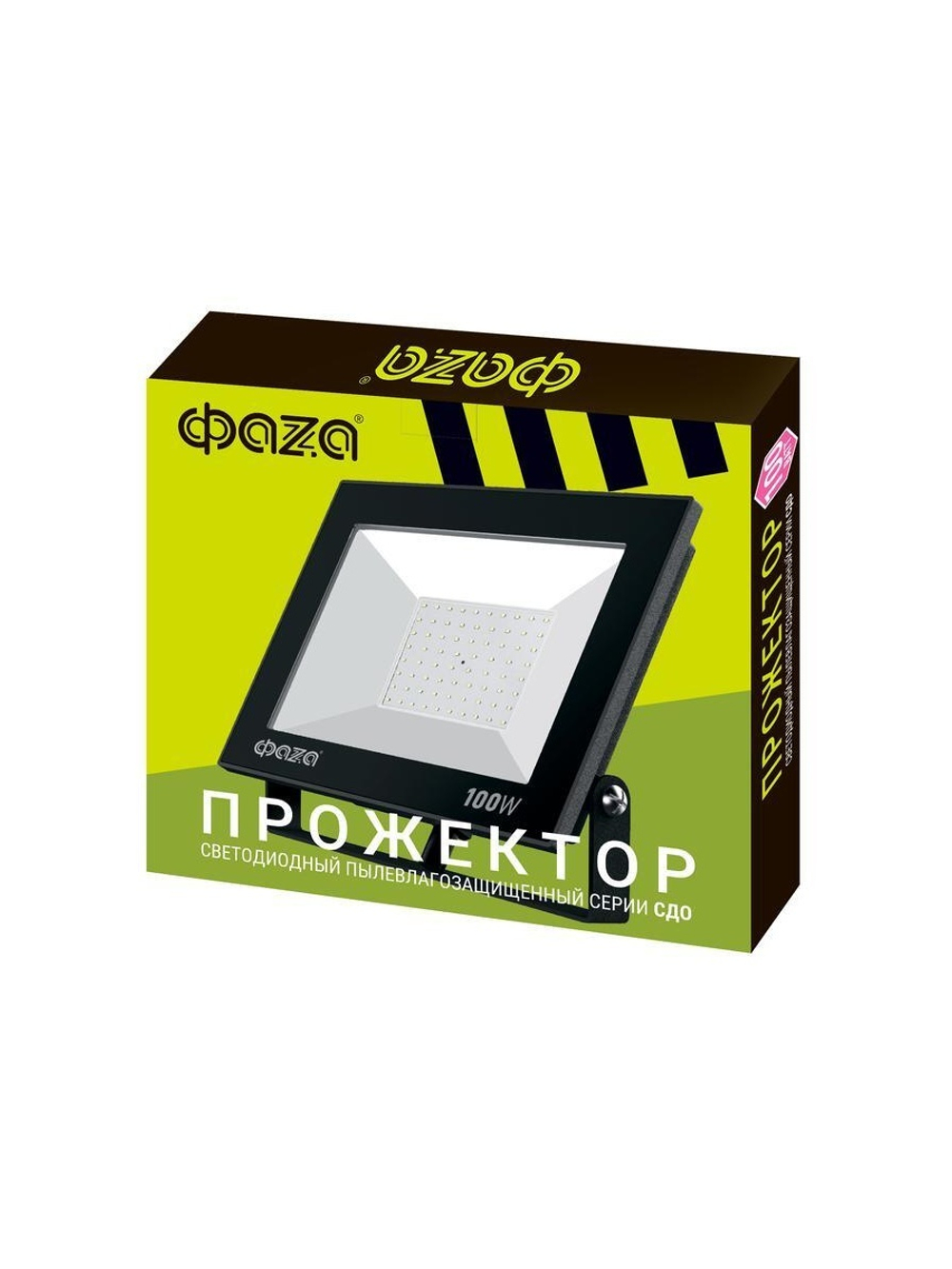 Прожектор светодиодный СДО-20 100Вт 6500К IP65 230В BL ДО прозр. закален. стекло ФАZА 5047341