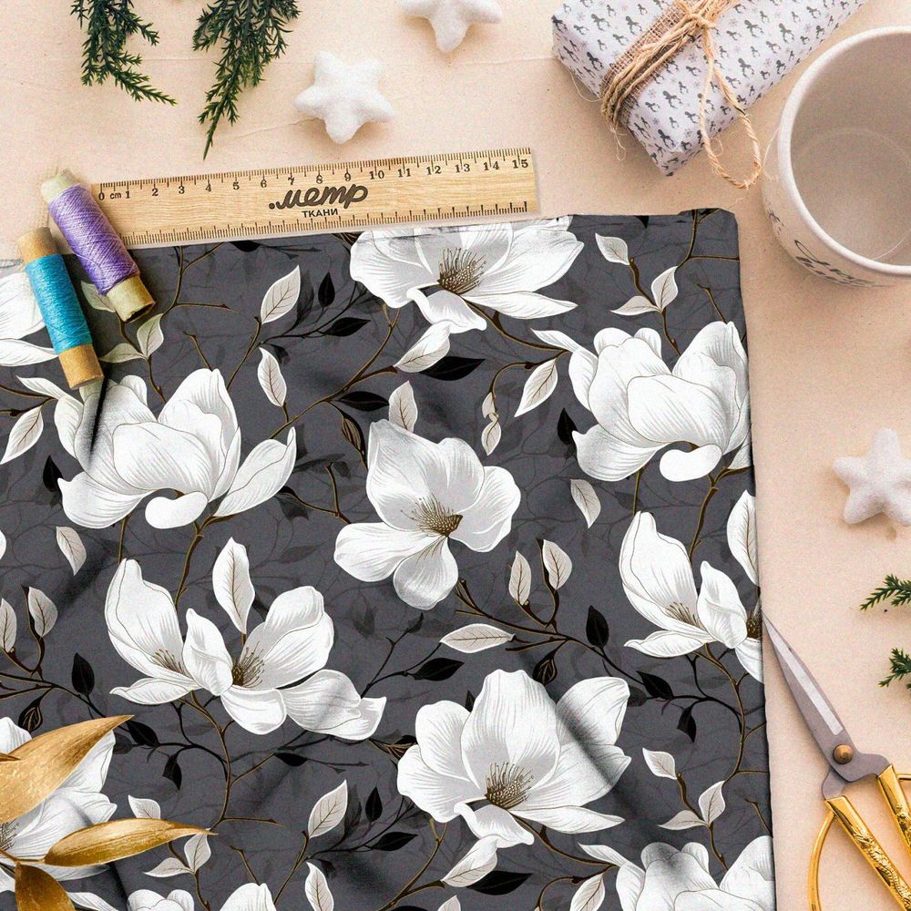 Ткань премиум габардин отцветающая клумба