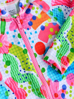 Купальник слитный на молнии для девочки Next E77-684, Ярко-голубой, Розовый