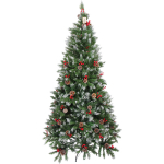 Ёлка «Морозная» 180 см, ПВХ с шишками,ягодами и белым напылением (801 ветка)