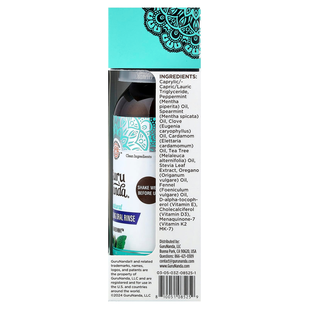 GuruNanda, ополаскиватель для полости рта с натуральным вкусом масла, Farmed Mint™, 88,7 мл (3 жидк. унции)