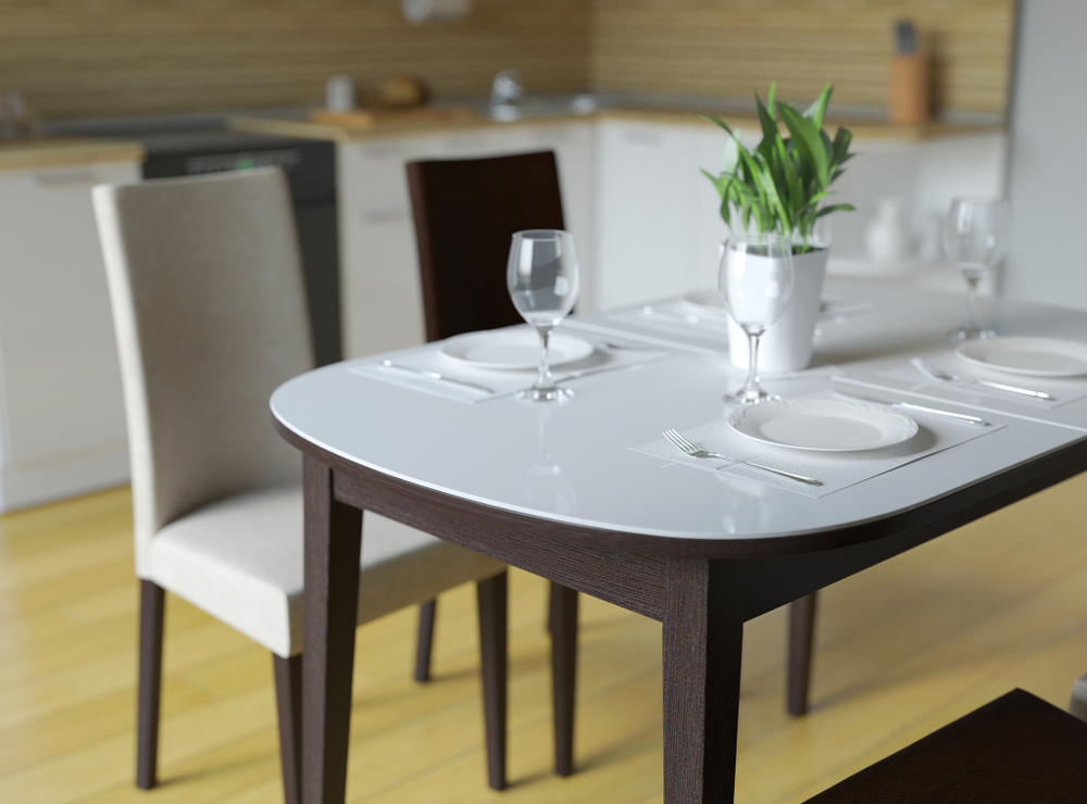 Стол обеденный, кухонный раздвижной KENNER 1300 С венге/стекло белое глянец