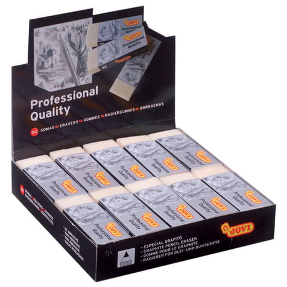 Ластик большой JOVI (Испания) "Professional", 60х22х11 мм, белый, прямоугольный, 2020