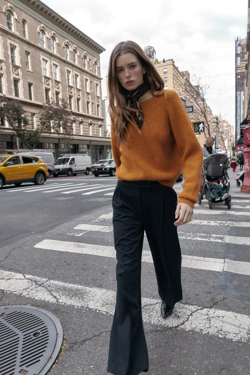 ZARA ШИРОКИЕ БРЮКИ С ВЫСОКОЙ ПОСАДКОЙ, В ПОЛОСКУ