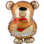 Шар Фольгированный Мишка с сердцем в объятиях (Коричневый)