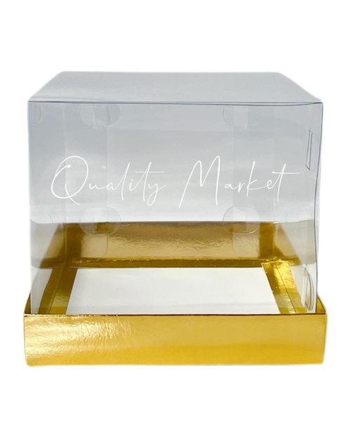 Коробка под кулич с прозрачным куполом 160*160*140 (золото), 50шт