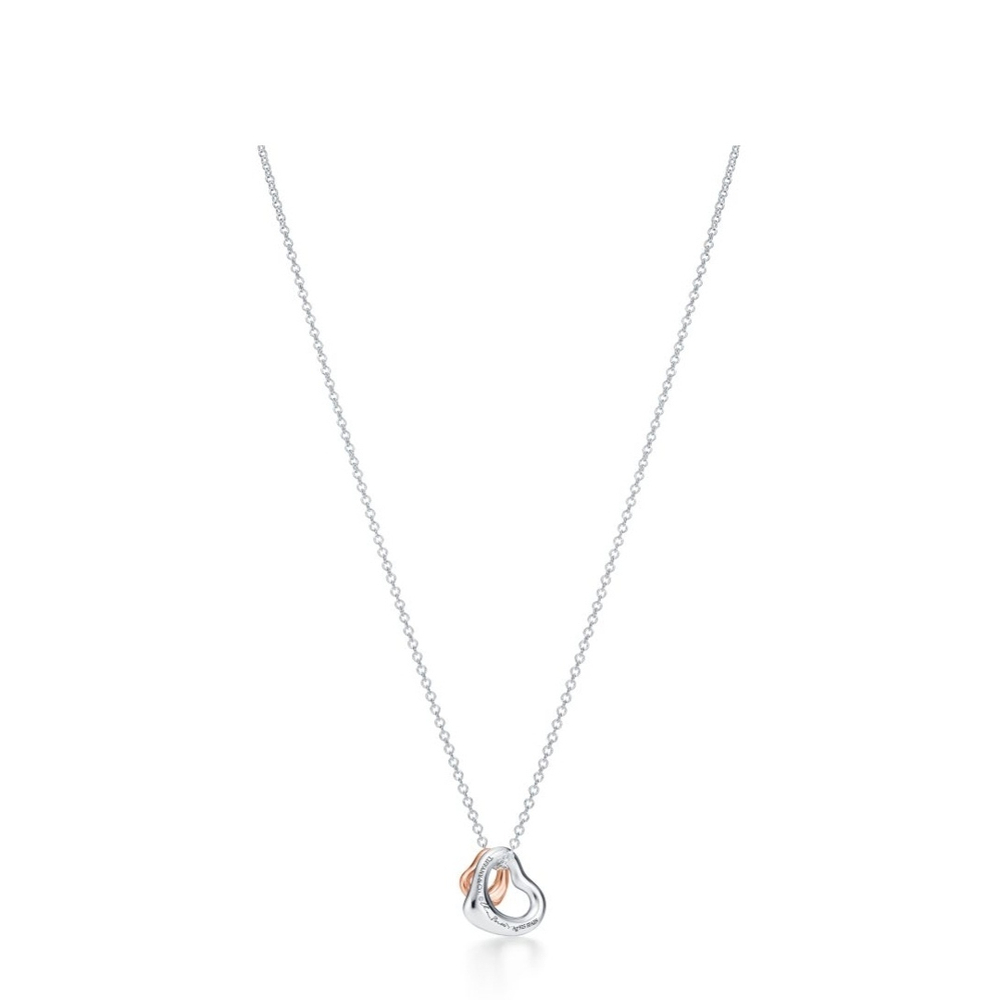 Подвеска из серебра open heart Tiffany,. Тиффани .2 сердца. Серебро и золото 750 проба💝