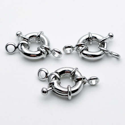 Замок-штурвал, цвет серебро (родий), диаметр 10,5 мм, цена за 1 шт