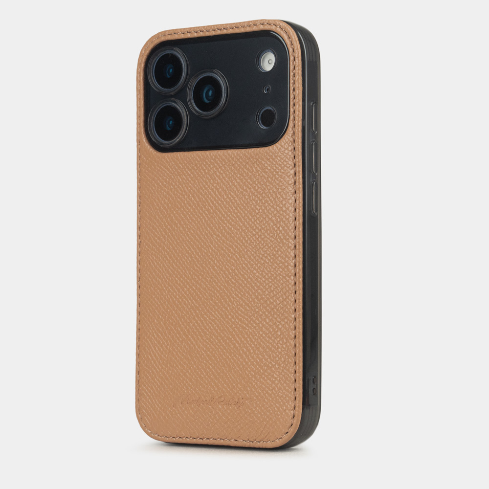 Чехол-накладка для iPhone 17 Pro из кожи сафьяно, цвета кэмел