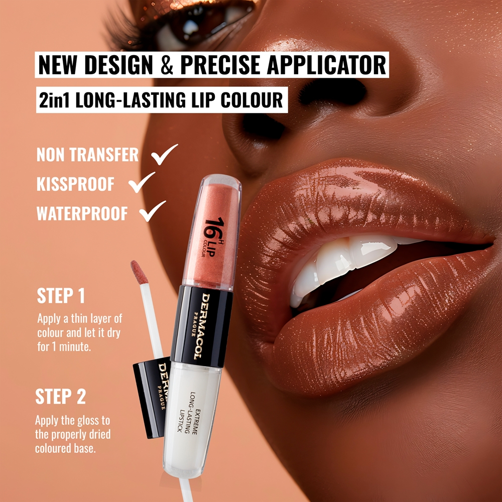 Dermacol 16H Lip Colour - Долговременная помада и блеск для губ оттенок 05 Sparkling Muse, 2 ml