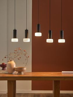 Светильник подвесной каскадный Fungus, Ø15х25 см, 5 плафонов, белый/черный