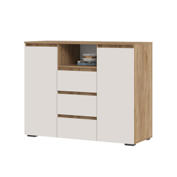 Хелен КМ 01 Комод 3 ящика и 2 створки Дуб крафт табачный/Кашемир