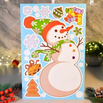 Наклейка новогодняя "Весёлый снеговик" 20*30см, BQ166