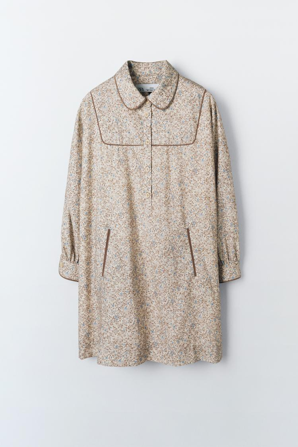 ZARA ПЛАТЬЕ В ЦВЕТОЧЕК, ЭКРЮ