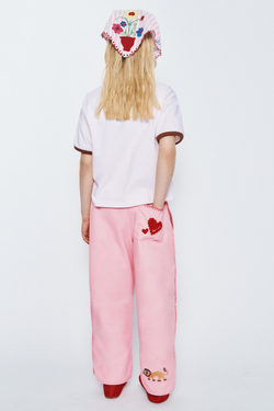 ZARA Х SISSEL EDELBO БРЮКИ BAGGY С ВЫШИВКОЙ, РОЗОВЫЙ