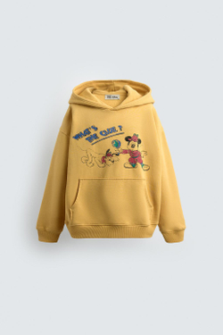 ZARA Х DISNEY ХУДИ MICKEY + PLUTO С КАПЮШОНОМ, ЖЕЛТЫЙ