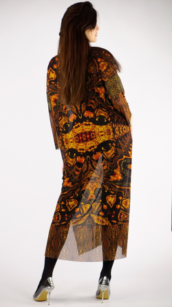 Платье-туника из сетки «Золотой лес», принт по мотивам живописи Густава Климта