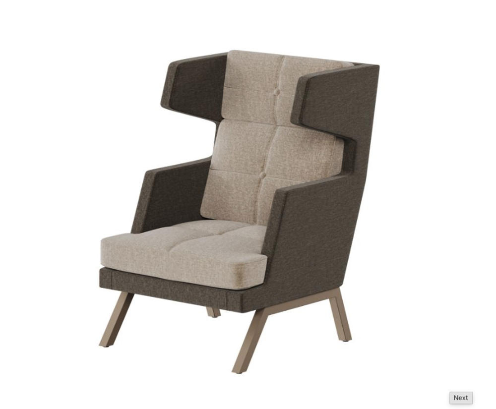 Мягкое кресло с высокой спинкой с декором из пуговиц ALDB-01 АЛДО