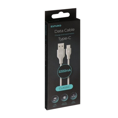 Дата-кабель EXPLOYD EX-K-491 Дата-кабель USB - TYPE-C 2М Classic круглый белый
