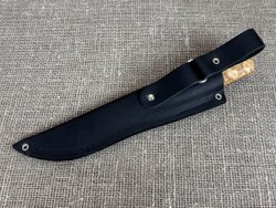 Шкуросъемный нож "Якут", Дамасская сталь, рукоять карельская берёза