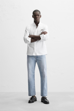 ZARА РУБАШКА ОКСФОРД, БЕЛЫЙ