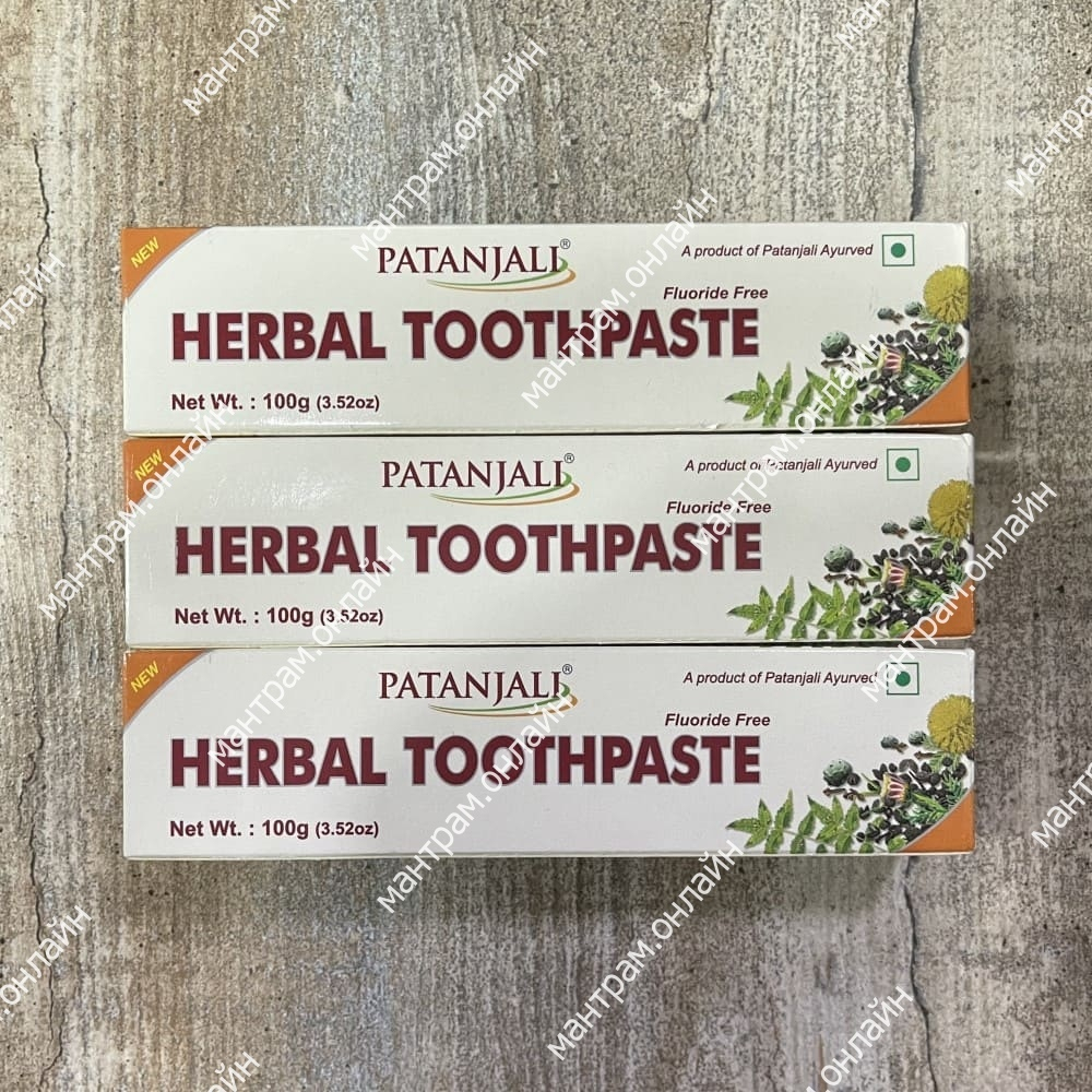АКЦИЯ КОМПЛЕКТ 3 шт - Зубная паста Patanjali Травяная Herbal Toothpaste 100 г